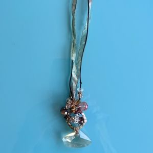 French ribbon and crystal necklace